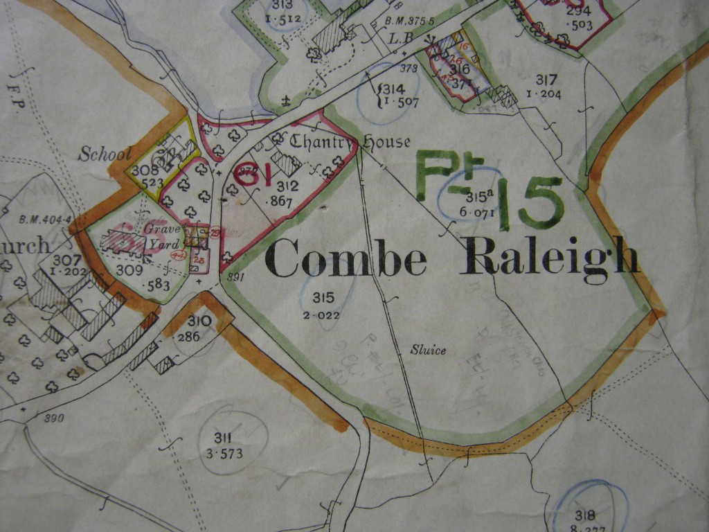 Combe Raleigh and the Chantry House, Ordnance Survey map, 1905